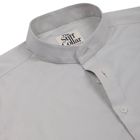 Slate Gray Oxford Chambray Mandarin Collar Shirt