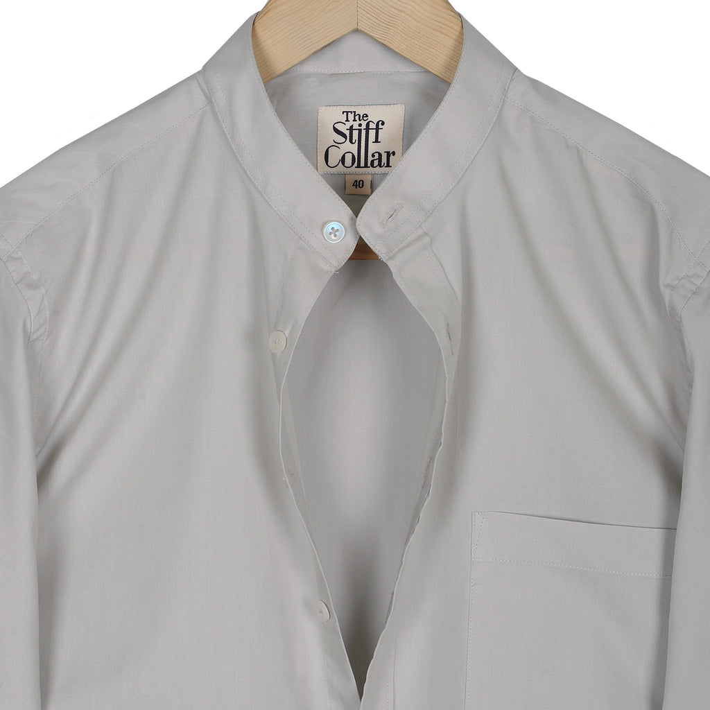 Seafoam Cream Poplin Mandarin Collar Shirt