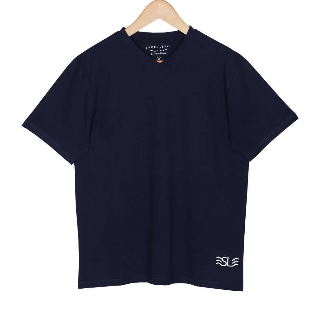 Soft Enzyme Washed Plain V neck T-shirt Combo Pack Of 3 (White, Navy, Black)