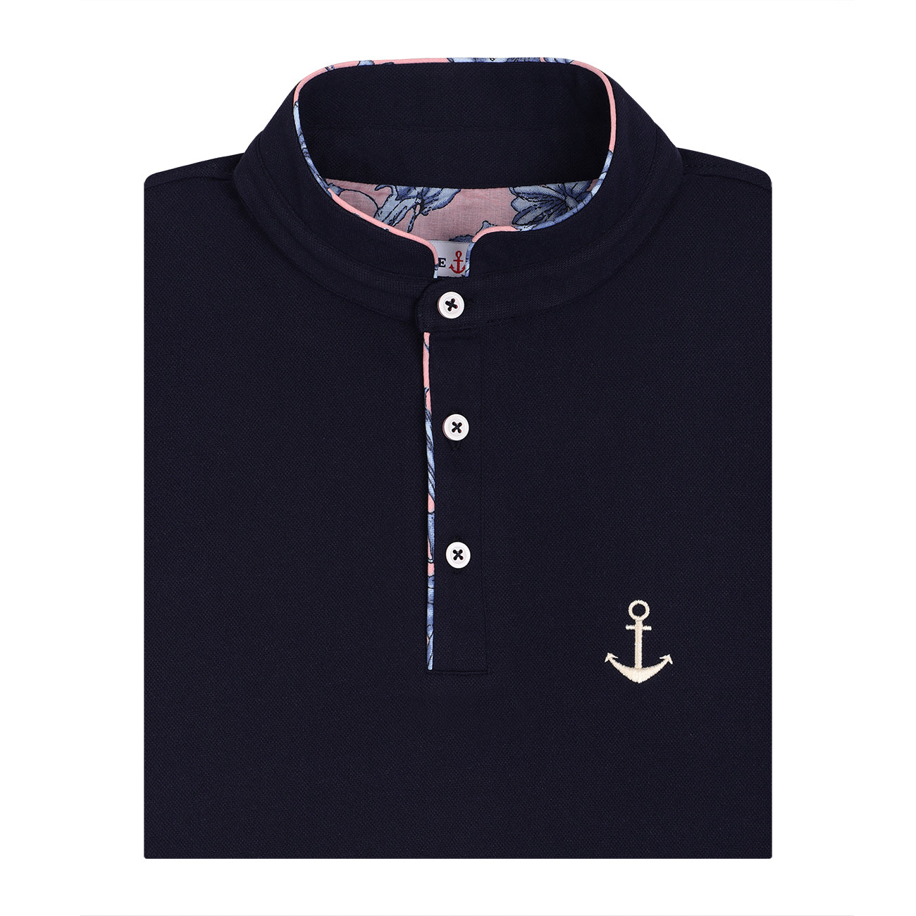 Soft Cotton Rich Navy Mandarin Collar Premium T-shirt