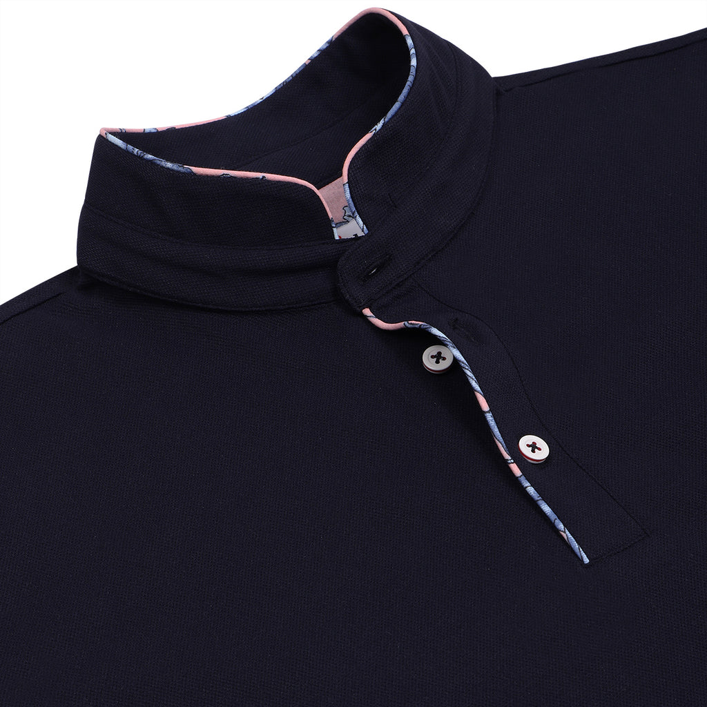 Navy Mandarin Collar Premium T-shirt
