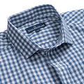 Monti Navy Blue Gingham Checks Regular Fit 2 Ply Giza Cotton Shirt