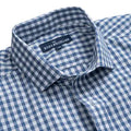 Monti Navy Blue Gingham Checks Half Sleeve 2 Ply Giza Cotton Shirt