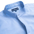 Blue Oxford Mandarin Collar Cotton Shirt