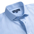 Istanbul Blue Herringbone Half Sleeve 2 Ply Premium Giza Cotton Shirt
