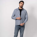 Ocean Grey Heavy Dobby Zip-Front Overshirt