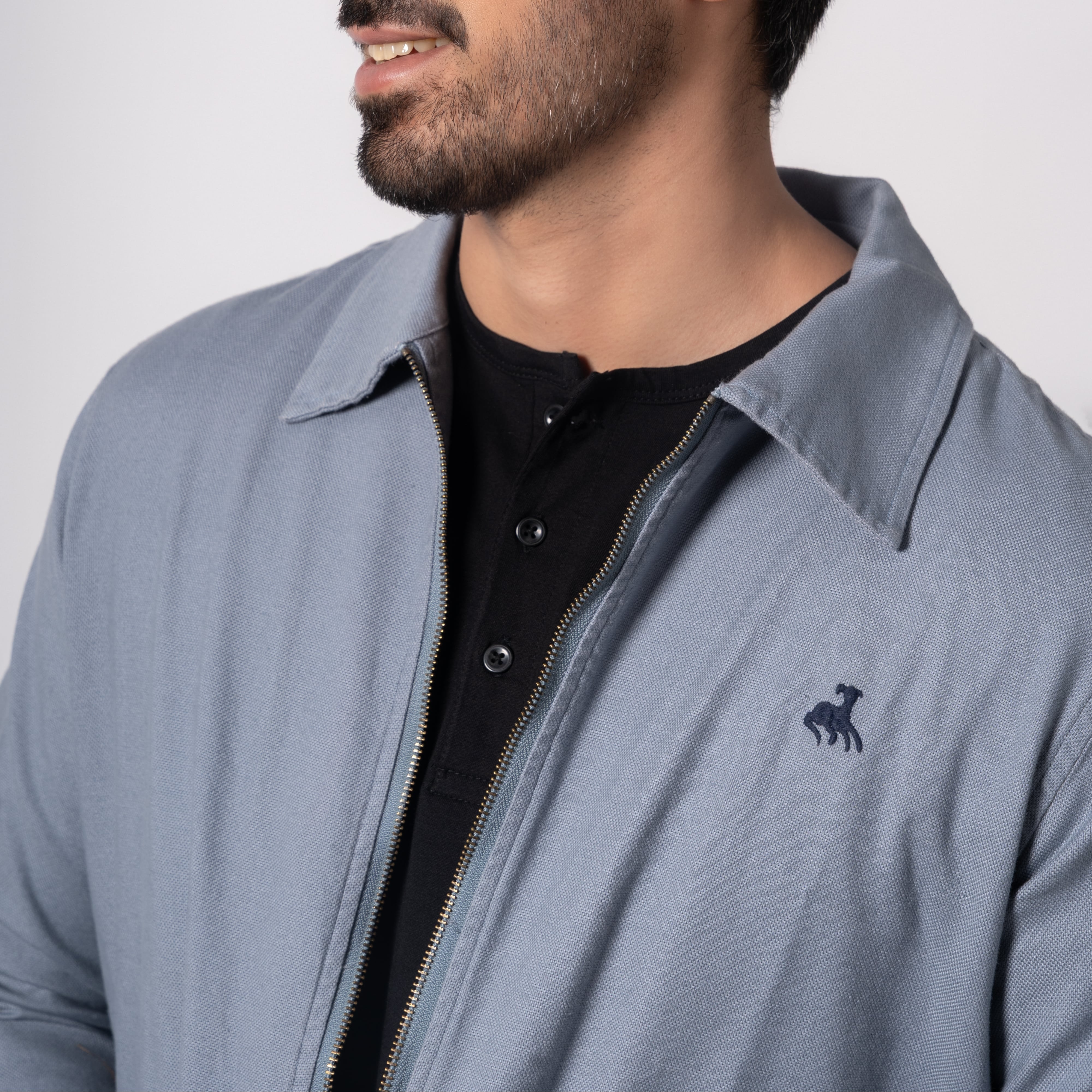 Ocean Grey Heavy Dobby Zip-Front Overshirt – Thestiffcollar.com