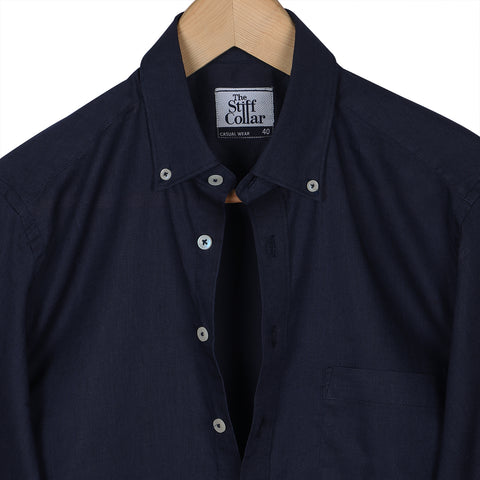 Indigo Blue Silky Denim Button Down Collar Shirt