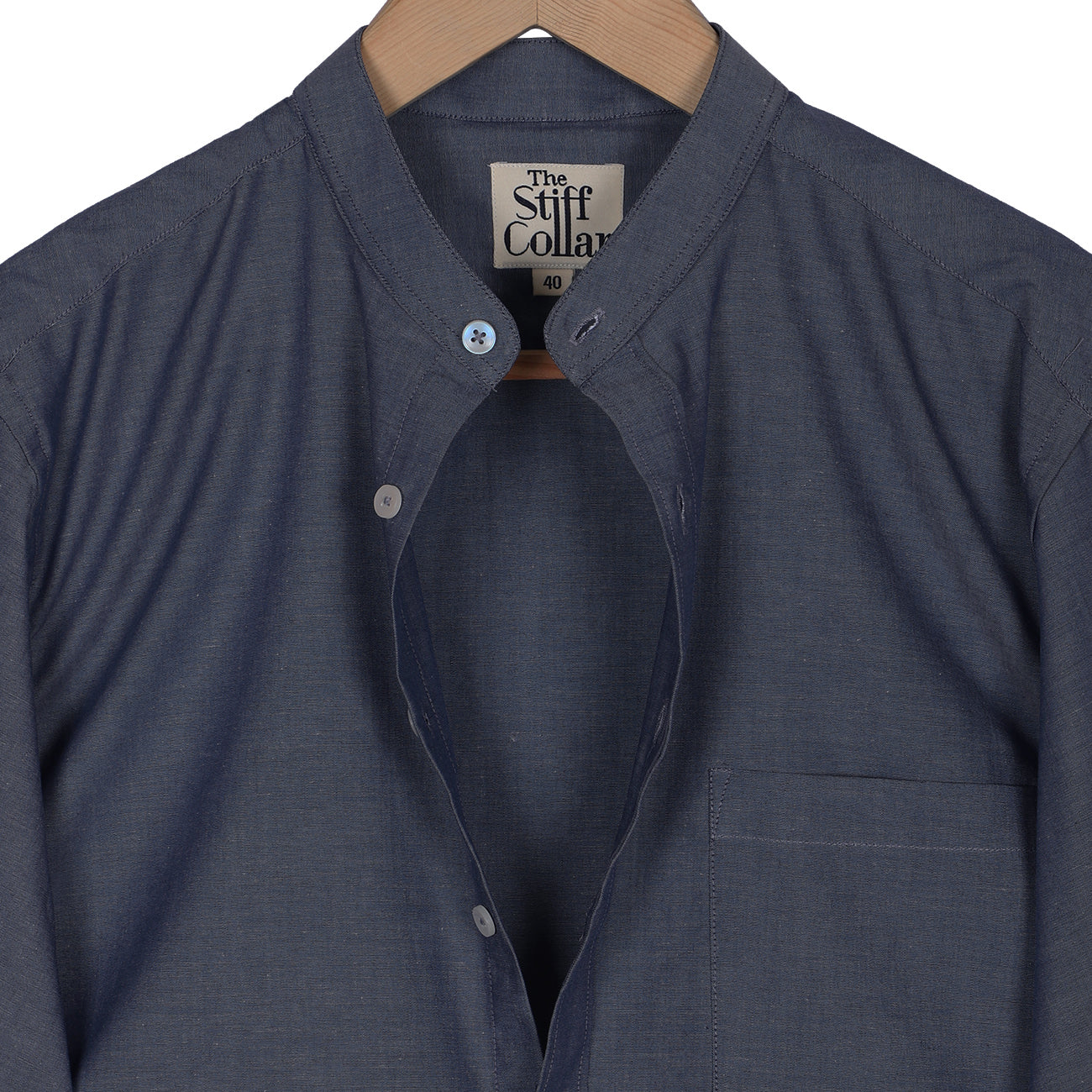 Mandarin Collar Shirt - Grey main image 0