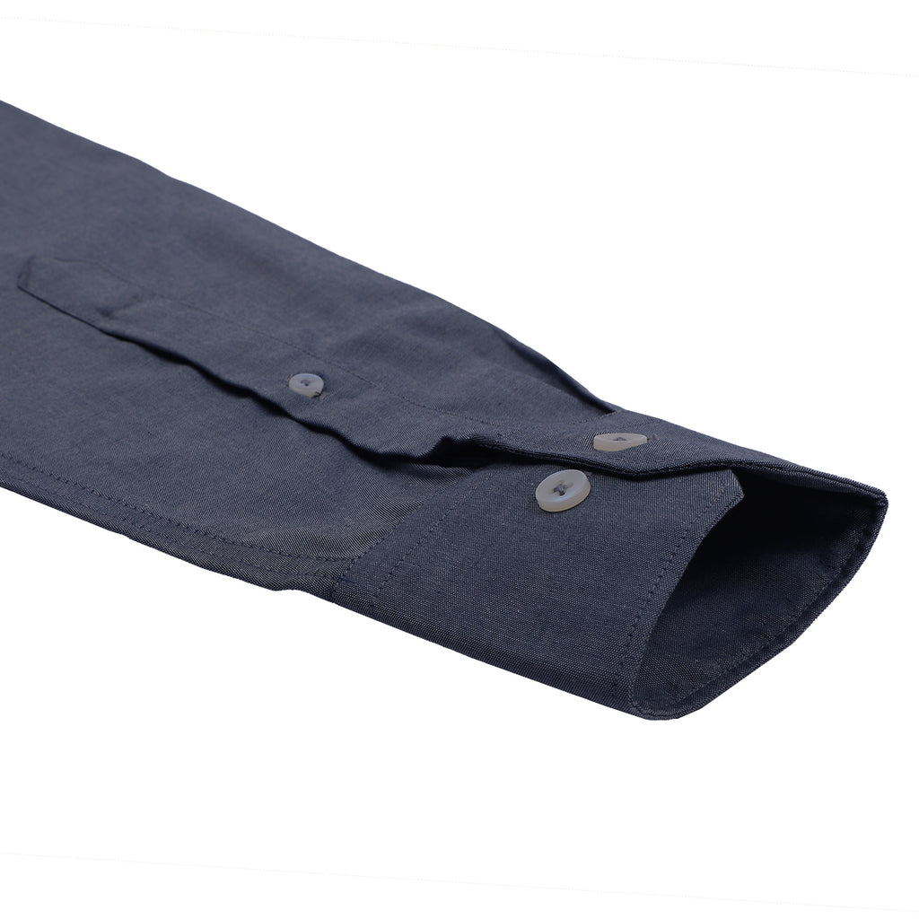 Slate Gray Oxford Chambray Mandarin Collar Shirt