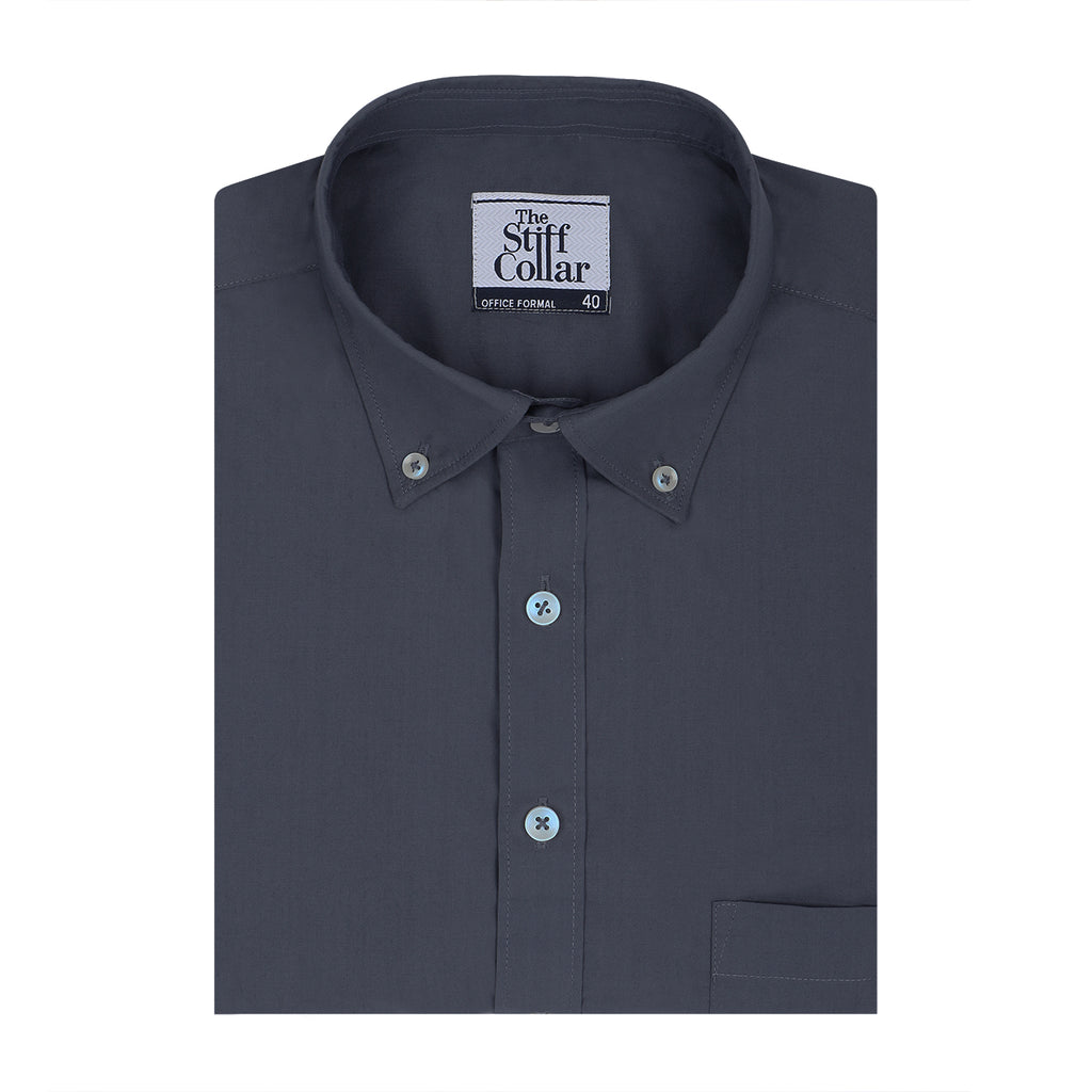 Monti Anchor Gray Poplin Button Down Cotton Shirt