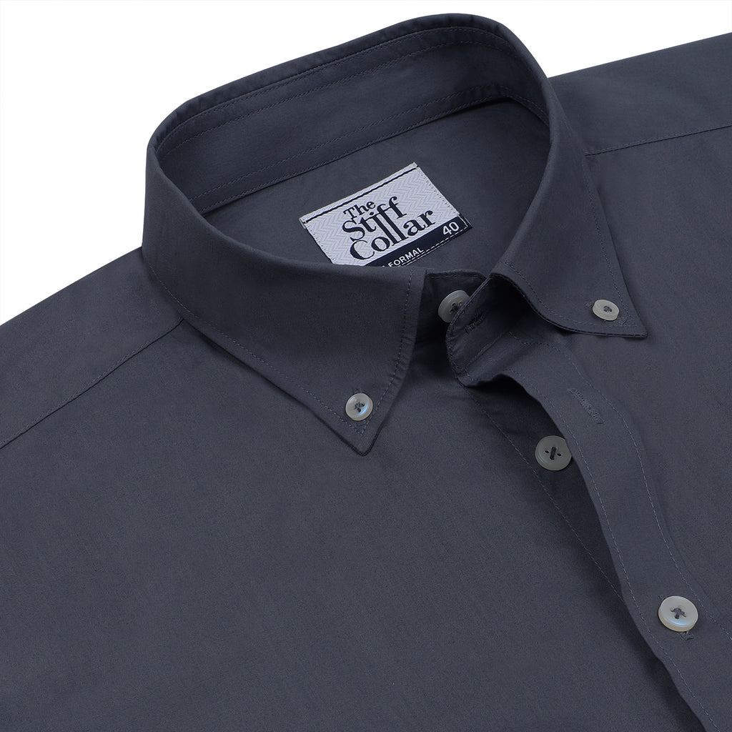 Monti Anchor Gray Poplin Button Down Cotton Shirt
