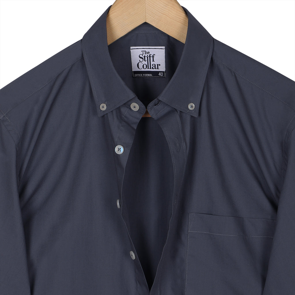 Monti Anchor Gray Poplin Button Down Cotton Shirt