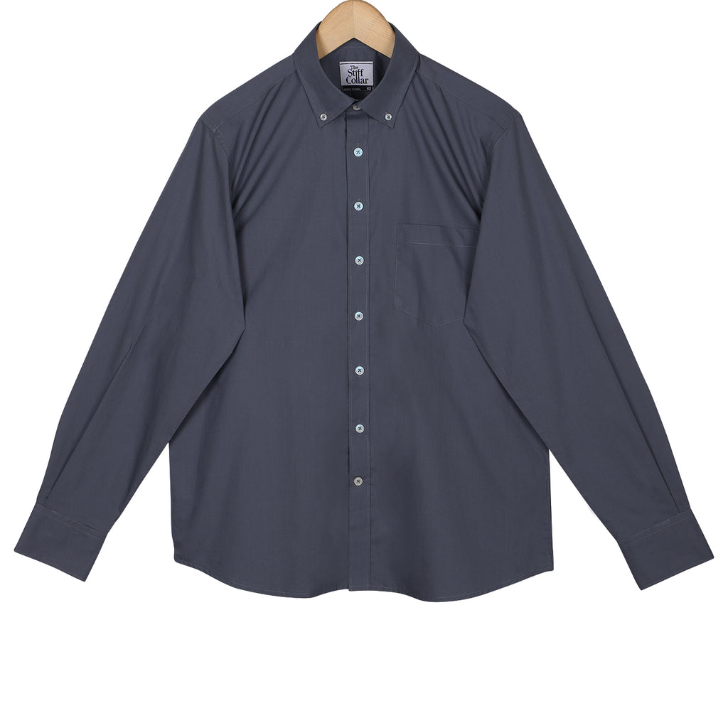 Monti Anchor Gray Poplin Button Down Cotton Shirt