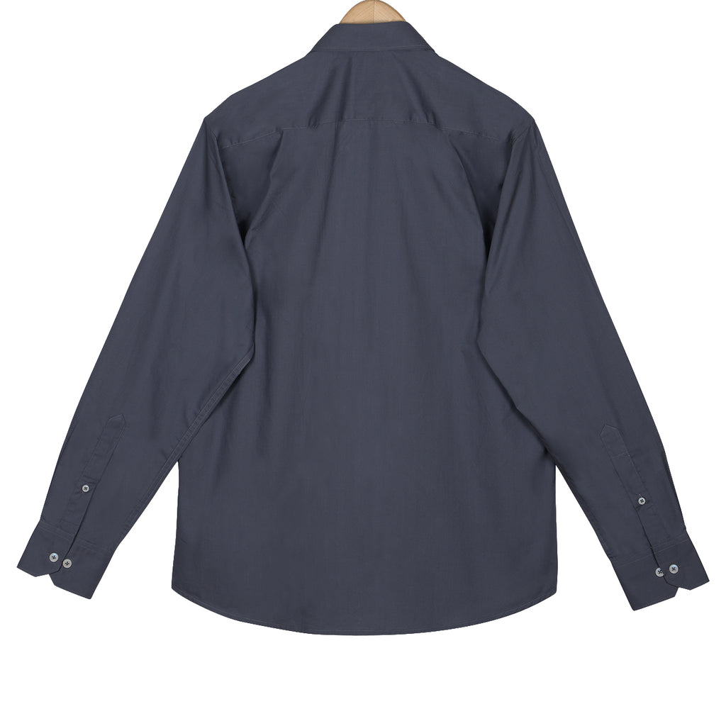 Monti Anchor Gray Poplin Button Down Cotton Shirt