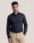 Deep Black Jaquard Regular Fit Premium Giza Cotton Shirt