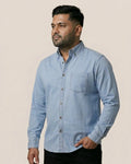 Fresh Blue Ice Denim Button Down Collar Shirt