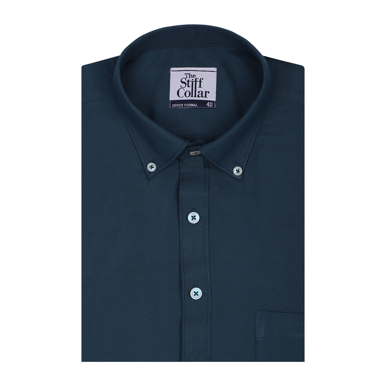 Poplin Short Sleeve Buttondown Pale Blue w/ White Collar