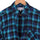 Navy Blue Check Flannel Button Down Casual Shirt