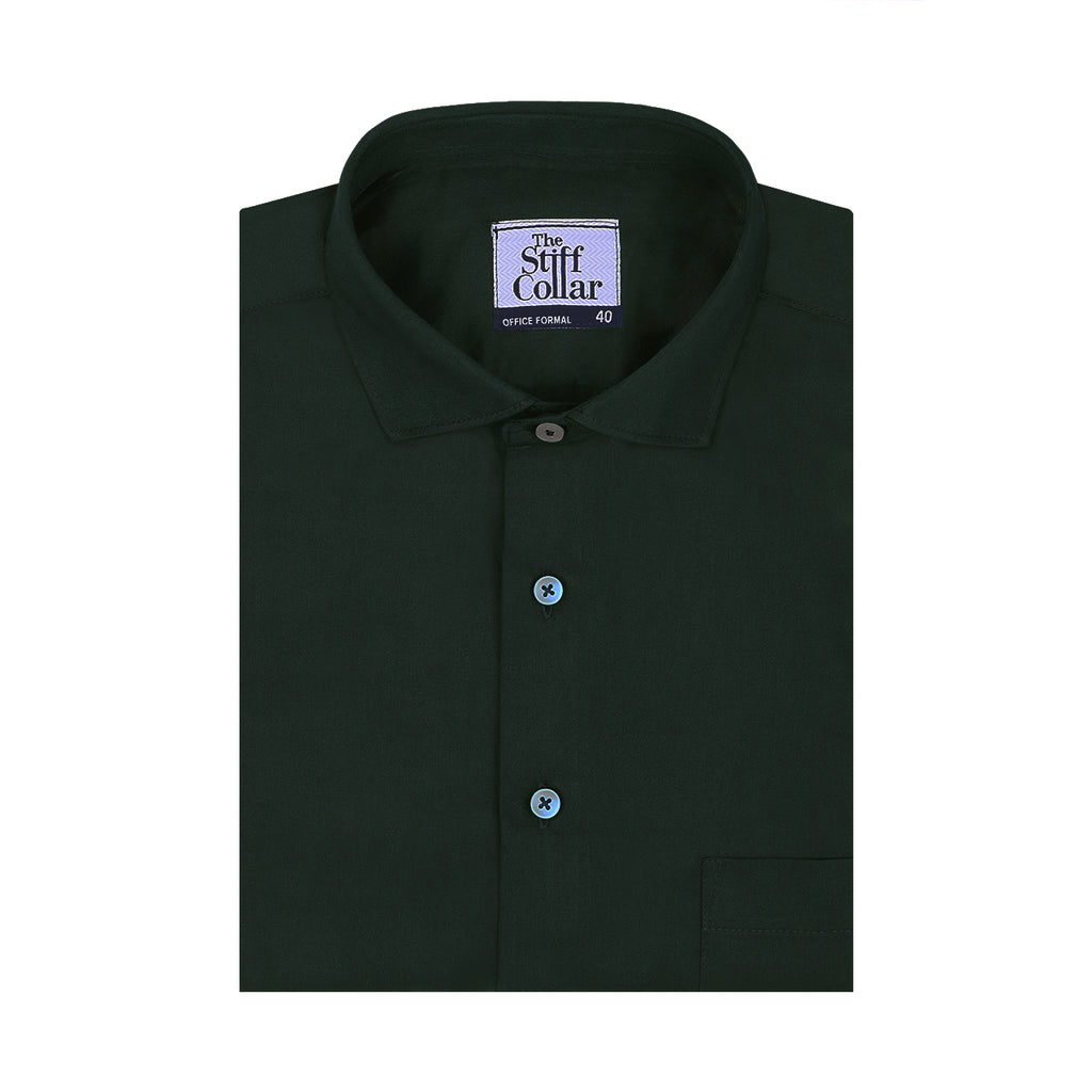 Olive Green Satin Regular Fit Cotton Shirt