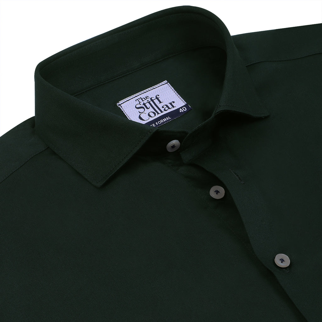 Olive Green Satin Regular Fit Cotton Shirt