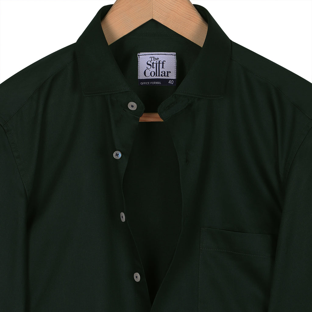 Midnight Navy And Olive Green Satin Slim Fit Cotton Shirt Combo