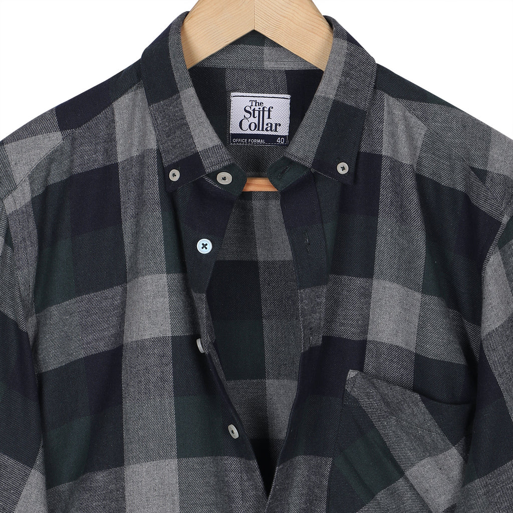 Wild Green Flannel Checks Button Down Cotton Shirt