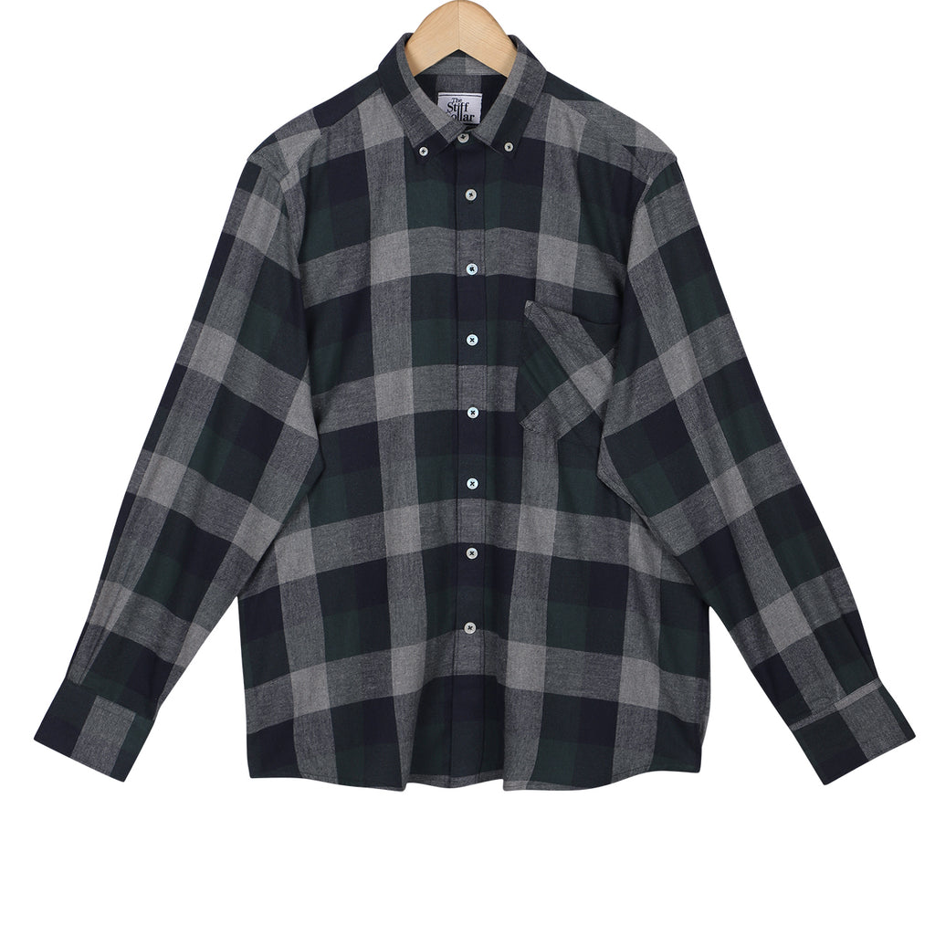 Wild Green Flannel Checks Button Down Cotton Shirt