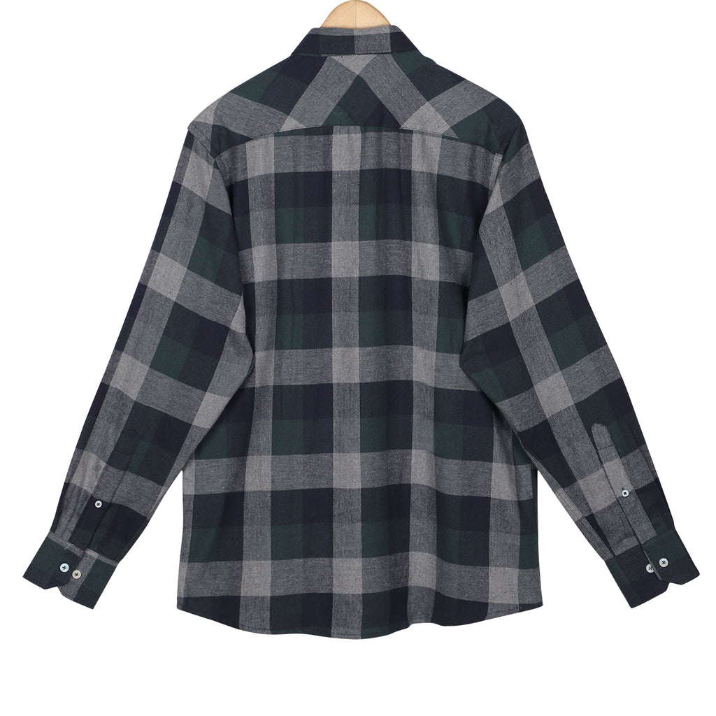 Wild Green Flannel Checks Button Down Cotton Shirt