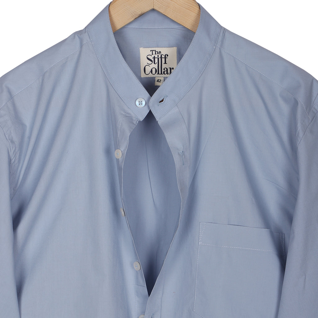 Shark Gray Poplin Mandarin Collar Shirt