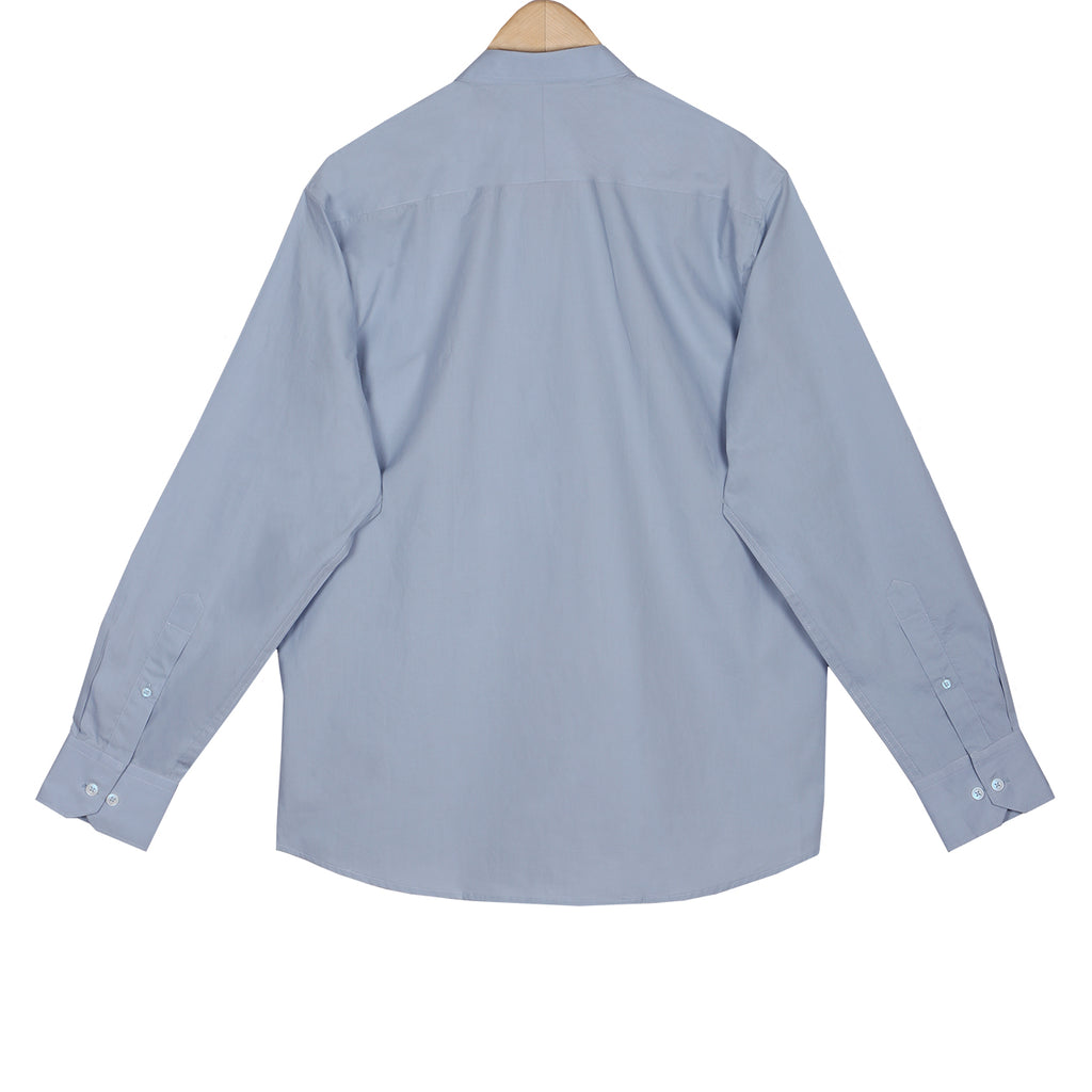 Shark Gray Poplin Mandarin Collar Shirt