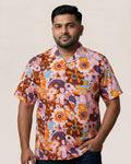 Hawaiian Floral Print Cotton Half Sleeve Beach Shirt