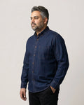 Indigo Blue Silky Denim Button Down Collar Shirt
