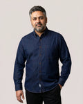 Indigo Blue Silky Denim Button Down Collar Shirt