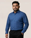 Ink Blue Checks Regular Fit Wrinkle Free Cotton Shirt