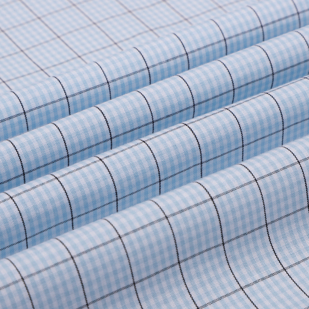 Ice Blue Checks and Dove White Half Sleeve Cotton Shirt Combo