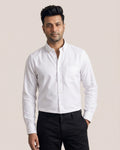 Luthai Snow White Dobby Button Down 2 Ply Giza Cotton Shirt