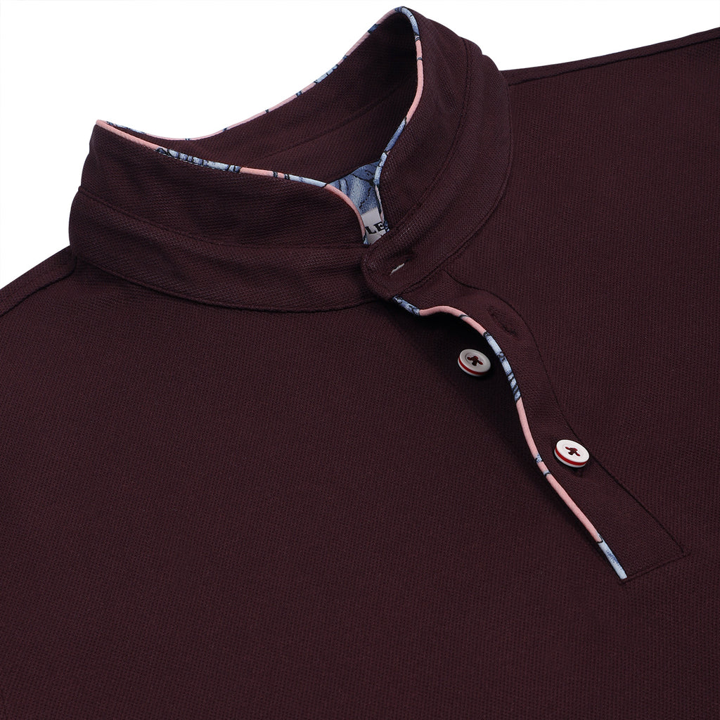 Maroon Mandarin Collar Premium T-shirt