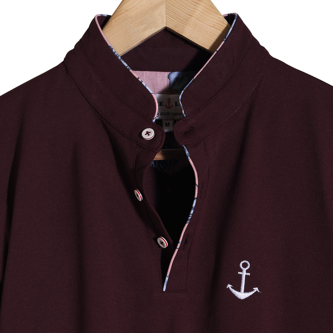 Maroon Mandarin Collar Premium T-shirt