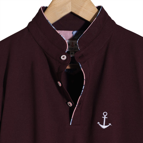 Navy Mandarin Collar Premium T-shirt