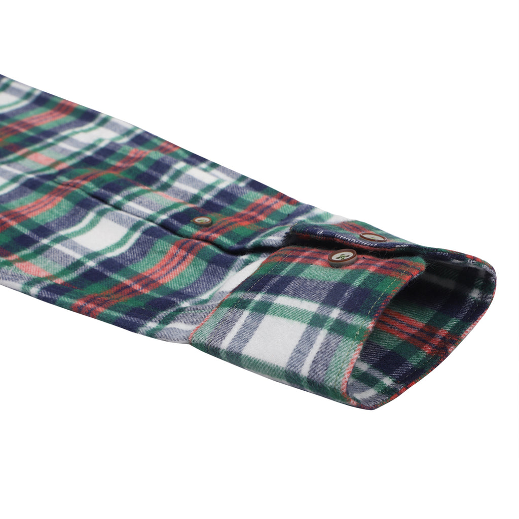 Green Check Flannel Button Down Casual Shirt