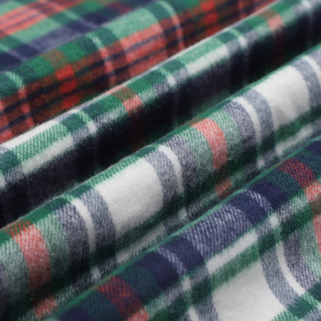 Green Check Flannel Button Down Casual Shirt