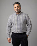 Mist Grey Gingham Check Button Down Cotton Shirt