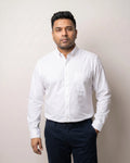 Monti White Herringbone Button Down 2 Ply Premium Giza Cotton Shirt