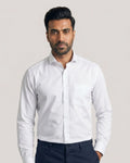 Monti White Herringbone Regular Fit 2 Ply Premium Giza Cotton Shirt