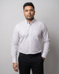 Mustard Blue Tattersall Checks Button Down Cotton Shirt