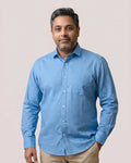 Ocean Blue Dobby Regular Fit Cotton Shirt