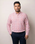 Pink Checks Double Cloth Button Down Cotton Shirt