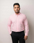 Powder Pink Gingham Check Button Down Cotton Shirt