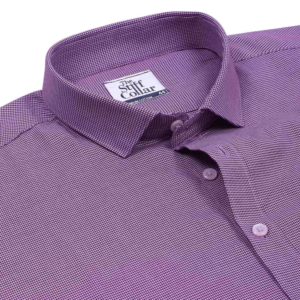 Iris Purple And Blue Floral Twill Half Sleeve Cotton Shirt Combo